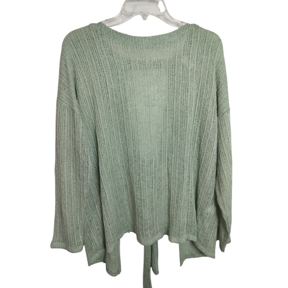 4347) CY Fashion Lightweight Green Knitted Long Sleeve Tie Backs Sweater Medium